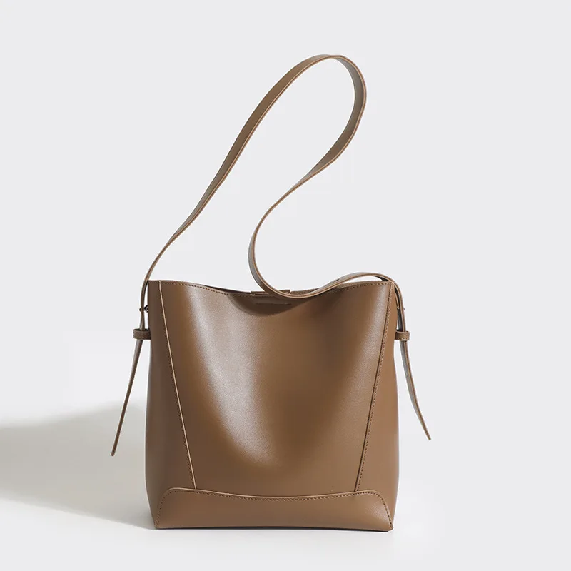 New Women Bucket Bag Luxury Designer Shoulder Bag Leather Simple Handbag... - $43.37