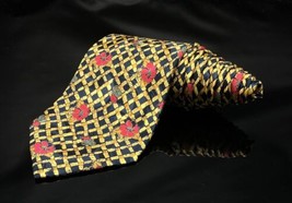 Brioni Men&#39;s Tie Yellow, Black, RED/FLOWER Print 4&quot; 57&quot; Italy - £65.73 GBP
