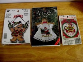 Counted Cross Stitch, Needlepoin Christmas Ornaments Lot of 3 - ANGEL,BE... - £12.41 GBP