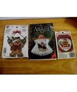 Counted Cross Stitch, Needlepoin Christmas Ornaments Lot of 3 - ANGEL,BE... - £12.43 GBP