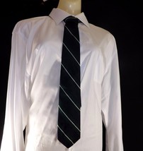 100% Silk Andhurst Dark Green Dark Blue Striped Pin Stripes Mens Tie 57 1/4&quot; - £2.93 GBP