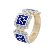 14K Gold Star of David Ring with 90 diamonds and Blue Enamel Jewish Jewelry Gift - £1,107.70 GBP+