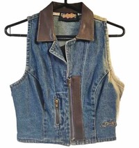 Easy Riders Denim Vest Motorcycle Blue Faced Women&#39;s Size Small Vtg - £38.66 GBP