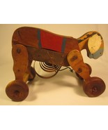 Vintage 4.5&quot; WOODEN HORSE Wind-up Pull Toy 1929 [Z190] - £53.10 GBP