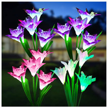 Solar Lily Flower Lights LED Solar Garden Light Lawn Light Landscape Light Water - £14.28 GBP