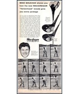 1950s MacGregor &quot;Velocitized&quot; Woods Golf Clubs PRINT AD Golfer Mike Souc... - $121.83 MXN