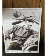 Young Elvis presley on motorcycle, tin sign - £14.42 GBP