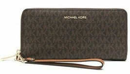 Michael Kors Jet Set Travel Signature Phone Wallet Wristlet Brown 35F8GTVW9B Y - $73.25