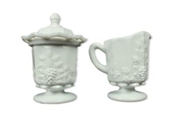 Westmoreland Glass Paneled Grape Creamer and Covered Sugar Extra Large Heavy - £20.48 GBP