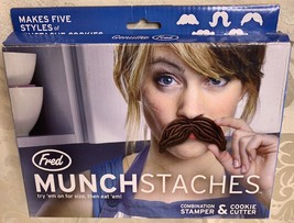 Fred MunchStaches Combination Cookie Stamper &amp; Cutters 5 Mustache Styles E4 - £6.87 GBP