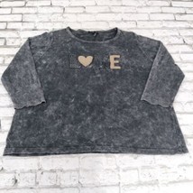 Angel Top Womens XL Black Acid Wash 3/4 Sleeve Love Spell Out Pullover C... - £19.33 GBP