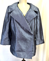 Isabella DeMarco Womens Jacket Blazer blue crush satin size 10 - £27.49 GBP