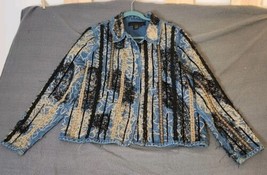 Alexis Avery Jacket XL embellished Lace Denim Embroidered Cotton Blazer ... - $19.95