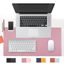 Desk Pad Thin Waterproof Pu Leather Mouse Pad Dual Use Desk Writing Pc Mat Pink - £19.66 GBP