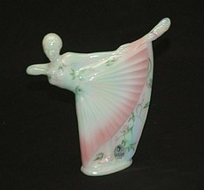 Fenton Art Glass Rainbow Iridescent Pink Floral Ballerina Signed L. Nulter - £98.68 GBP