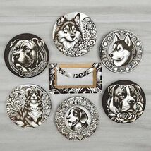 Dog Coaster Set: Handmade Wooden Pet Lover Gift - $30.00