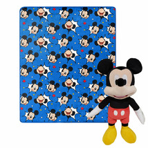Disney Mickey Mouse Faces 40 X 50 Silk Touch with Plush Hugger Blue - £38.52 GBP