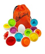 Shapes Matching Egg Toy 6 Pc Set, Montessori Sensory Bin Toy For Toddler... - £19.23 GBP