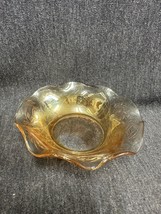 Vintage Floragold Louisa Ruffled Bowl Jeanette Carnival Glass Candy Nut Dish EUC - £10.51 GBP
