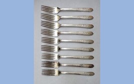 1939 LOT set of 9 NOBILITY PLATE &quot;ROYALTY ROSE&quot; DINNER FORKS silverplate... - £62.75 GBP