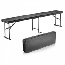 6FT Plastic Folding Bench Portable Outdoor Bench for Picnic Camping Garden - £63.73 GBP