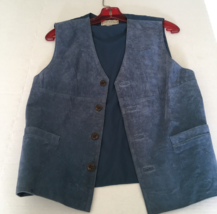 Arizona jean company vintage men&#39;s blue suede vest two pocket front unis... - £15.53 GBP
