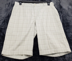 Nike Golf Shorts Mens Size 34 Beige Check Pockets Belt Loops Flat Front Logo - £18.22 GBP