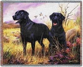 70x53 BLACK LABRADOR Retriever Dog Tapestry Afghan Throw Blanket  - £49.18 GBP