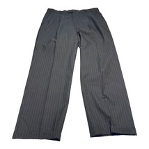 Men&#39;s Dress Pants 36 Black White Striped Wool High-Rise Classic Formal B... - £21.67 GBP