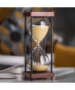 Decorative Hourglass 1 Hour 60 Minute Timer Wooden Stand Yellow Sand Hom... - $734.80 MXN