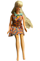 Vtg 1976 1966 Twist And Turn Barbie Doll Blonde Hair Blue Eyes Floral Mini Dress image 4