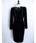 Vintage 78s Miss D by Oscar de la Renta Black Velvet Cocktail Party Dres... - $240.00 CAD