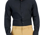 Alfani Men&#39;s Slim Fit Herringbone Dress Shirt Dk Charcoal-L 16-16.5 34/35 - £15.70 GBP