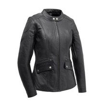 Women&#39;s Motorcycle Cowhide Leather Jacket Jewel by FirstMFG - £259.92 GBP