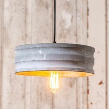 Drum Pendant in Weathered Zinc - small size - £67.94 GBP