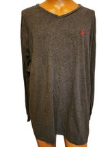 Polo Ralph Lauren Shirt Mens 2XB  Gray Long Sleeve Red Pony V-Neck - $22.99