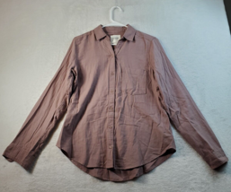 Abercrombie &amp; Fitch Shirt Womens Medium Brown 100% Cotton Collared Button Down - £6.57 GBP