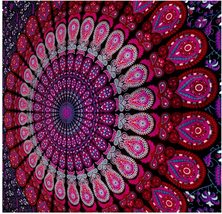 Indian Bohemian Purple Wall Hanging Tapestry, Mandala Psychedelic Wall Art - $14.99