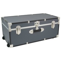 Storage Chest Trunk Footlocker with Wheels Lock Gray Luggage Collegiate Dorm - £117.40 GBP