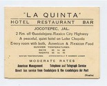 La Quinta Hotel Restaurant Bar Brochure Jocotepec Jalisco Mexico 1955 - $17.82