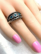 Vintage Old Pawn Crushed Turquoise Ring Size 8.25 - £60.89 GBP