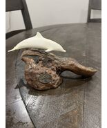 John Perry Single Dolphin Sculpture Figurine Burlwood Sea Ocean Decor Vi... - $363.02 MXN