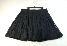 Loft Flare Skirt Womens Petite 8 Black Lace Floral Cotton Pleated Back Zipper - £8.19 GBP