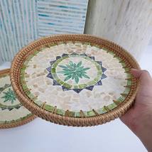 Hot design Rattan Inlaid Pearl Tray Mother of Pearl Serving tray - £47.95 GBP