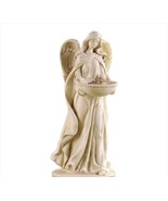 Angel Bird Feeder Statue Memorial Sentiment 18.7&quot; High Poly Stone White ... - £44.95 GBP
