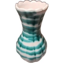 Mid-Century Gmundner Keramix, Made in Austria 4” Fluted Green Swirl Vase - $15.83