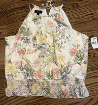 NEW BCX Juniors Floral-Print Sleeveless Smocked-Waist Top Size XL NWT - £23.25 GBP