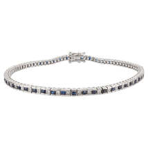 18K Solid Gold Sapphire Diamond Tennis Bracelet - £2,894.72 GBP