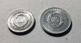 Lot of 2 Yugoslavia 1  Dinar &amp; @ 2 Dinara Aluminum coins - £1.56 GBP