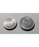 Lot of 2 Yugoslavia 1  Dinar &amp; @ 2 Dinara Aluminum coins - €1,66 EUR